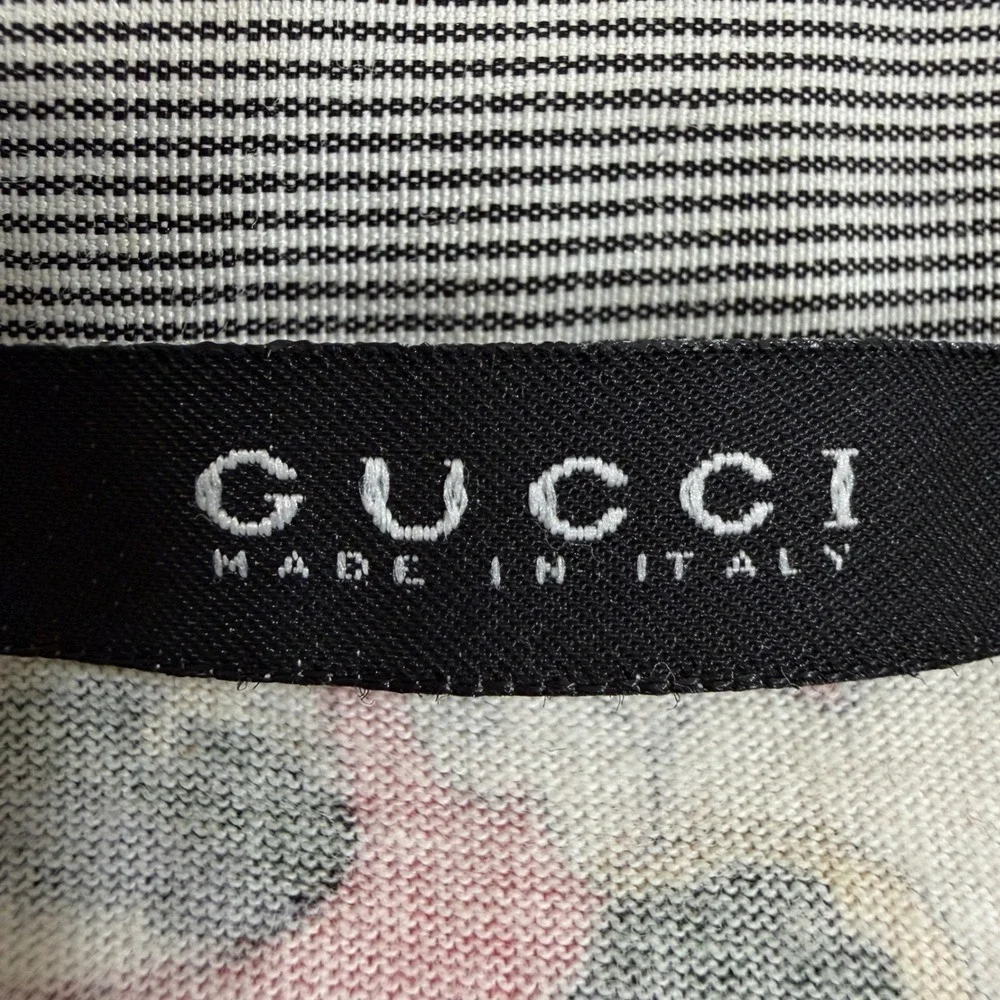Gucci Mens Tattoo Print Polo Shirt Size 54 White Nautical Mermaid Made In Italy